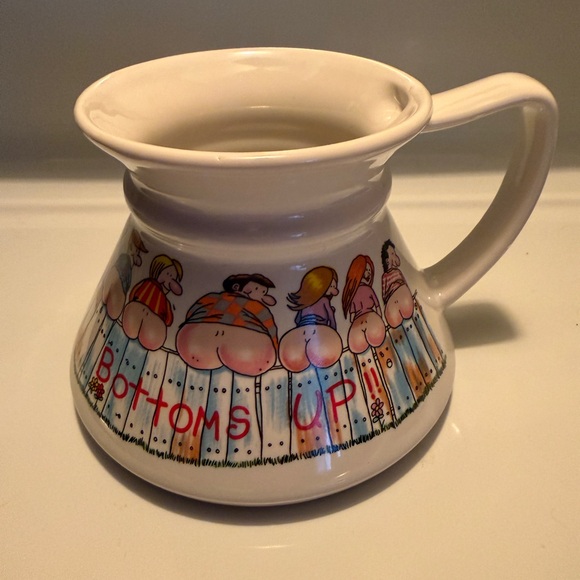 no spill mug Other - Moodz No Spill Ceramic Mug Humorous “Bottoms Up” with Cartoon Design